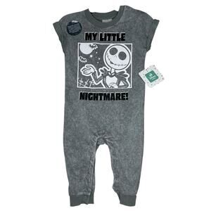 Disney Nightmare Before Christmas Graphic Washed Romper Jack Skellington 12M New